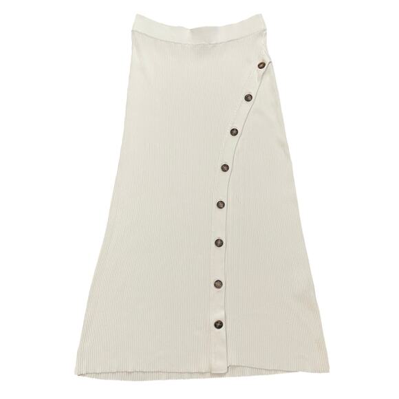 Significant Other REVOLVE Cream Ribbed Button Front Maxi Skirt Women's Size 8 - Picture 1 of 11